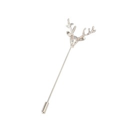 Christmas Gift Jewelry Deer Head Elk Brooch Pins Gold Silver Plated Long Pins with Cute Animal Antlers Brooch Jewelry for Women Men (silver)