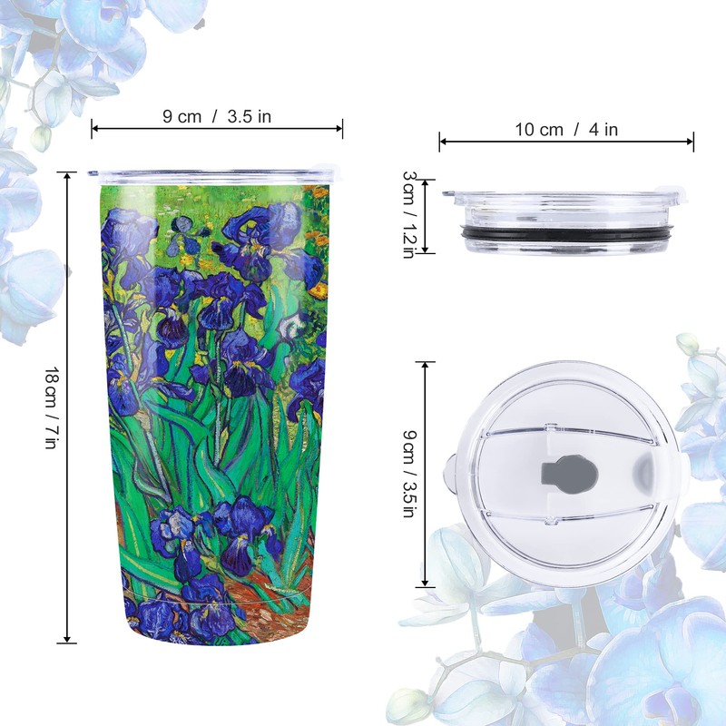 NymphFable 20oz Iris Flor Taza Termo Cafe para Llevar Taza