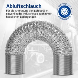 VIOKS Air Hose 150 mm Air Conditioning Hose 3 Metres for 150erR Ducting Systems - Universal Insulated Exhaust Hose Cooker Hood Aluminium Flex Pipe Dryer Hose Mobile Air Conditioner Hose