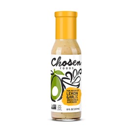 Chosen Foods Avocado Oil-Based Lemon Garlic Salad Dressing and Marinade 8 oz., Non-GMO, Gluten and Canola Free
