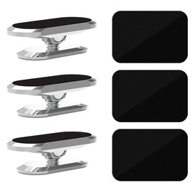 [3 Pack] Car Magnetic Phone Mount, TIQUS Upgrade 8X Magnets Strong Magnet Cell Phone Holder,Dashboard 360° Rotation & Degrees View with 3 PCS Black Metal Plate, Compatible for All Smartphone and Cellphone Silver