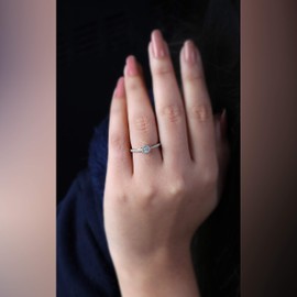 DZON Sterling Silver with Rose Gold Plating 1/8 CT TDW Diamond Promise Ring for Women(I-J, I2)