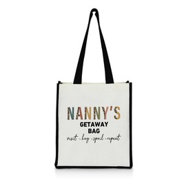 Nanny & Grandma Gift Medium Canvas Tote Bag - Beach & Grocery Bag - Mothers Day, Retirement & Birthday Gift for Nanny & Mimi