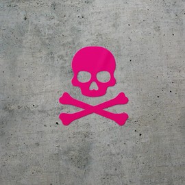 Decal Stickers of Crossbones Death Skull Danger Poison (Pink) (Set of 2) Premium Waterproof Vinyl Decal Stickers for Laptop Phone Accessory Helmet Car Window Mug Tuber Cup Door - ANDstic881023PI