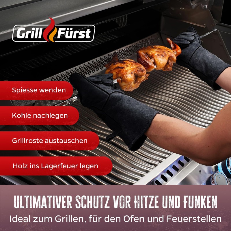 Grillfürst Barbecue Glove - Heat Resistant Leather Glove Made of