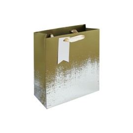 Eurowrap Gold/Silver Distressed Gift Bag With Gift Tag - Gift Bag for Him, Her, Christmas, Weddings, Birthdays, Mother's Day - Birthday Gift Wrap Occasion Present - Medium Size