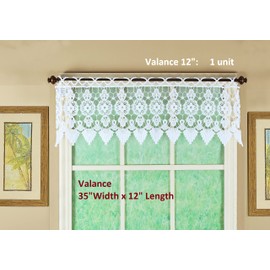 Today's Curtain Medallion Macramé Valance 12",White,35W x 12L