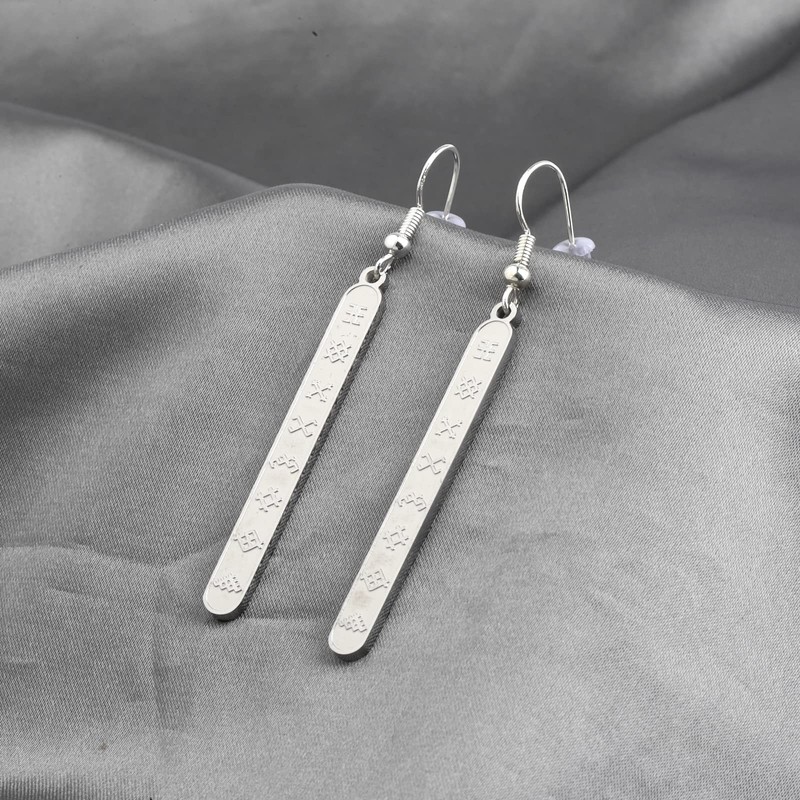 Long Earrings with Latvian Ethnic Signs 8 Signs Luck Protection
