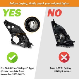 WEELMOTO Headlights for 2006-2009 Prius,for 06 07 08 09 Prius Halogen Type Headligh Chrome Housing Amber Reflector Left+Right (Does NOT fit factory HID lights and NOT fit Touring)