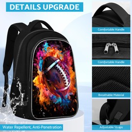 TILYTADLY School Backpack For Boys - American Football Boys Backpack For Kids Children Teens Elementary Middle School - Boys Backpacks Ages 6-18，17″ Bookbag Travel Back Pack