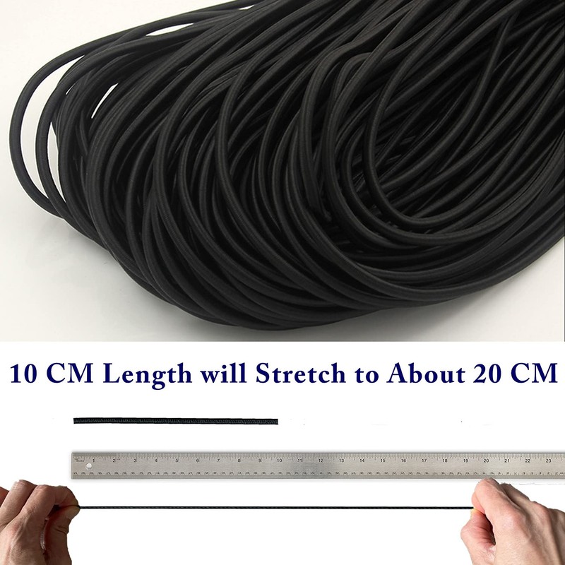 HEMYLU Elastic Cord 1/8 Inch (3MM) x 17FT, White Elastic
