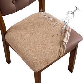 YUEANG Waterproof Chair Seat Cover for Dining Room-Stretchy Washable Chair Seat Covers Set of 6-Kitchen Chair Seat Slipcovers Protector for Home Restaurant Banquet (Khaki,Large)