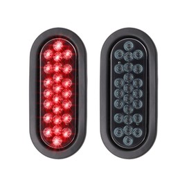 Ledvillage - 2 luces traseras ovaladas de 6 pulgadas, color rojo, multifunción, parada de freno con goma y enchufe para camión, remolque, autobús, 12 V CC, a prueba de golpes, 24 LED