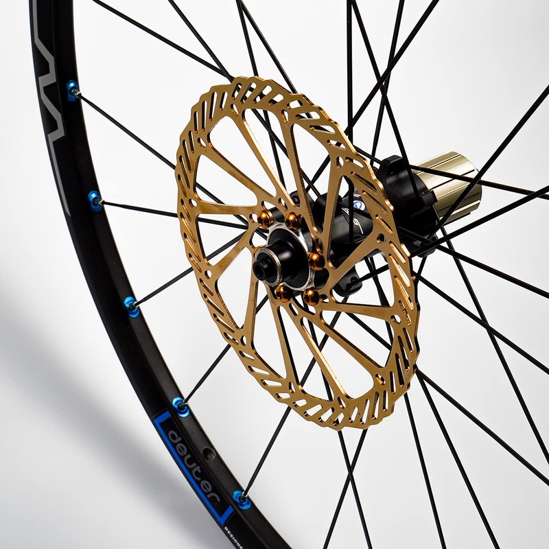 Chooee 203mm Disc Brake Rotor，MTB Brake Rotor 203mm With Bolts，2pcs，Gold