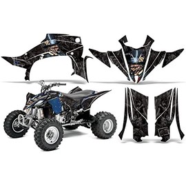 AMR Racing ATV Graphics kit Sticker Decal Compatible with Yamaha YFZ 450 R/SE 2014-2016 - Mad Hatter Black Black