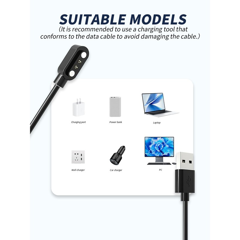 Charging Cable for Dyurwa P97 Smartwatch，2 - Pin Magnetic Charging