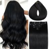 Human Hair Extensions Jet Black Clip in Hair Extensions Real