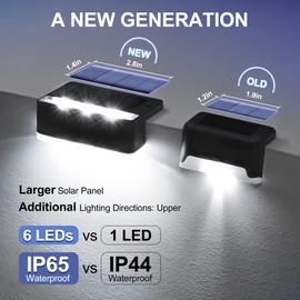 SOLPEX Solar Fence Lights, 6 LEDs Solar Lights Outdoor Waterproof Solar Powered for Deck, Stair, Front Porch, Balcony, Walkway, Garden, Yard, Patio, Pool Decor, IP65 Waterproof (4 Pack, Cold White)