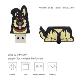 LEIZHAN Cute USB Flash Drive 32GB Cartoon Dog Pendrive Memory Thumb Stick USB2.0 Animal Jump Drive Character Data Storage Gift USB Disk Pendrive with Key Chain