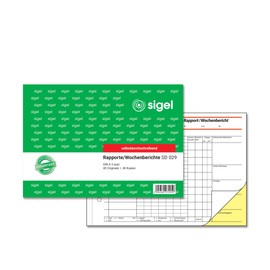 Sigel SD029 Weekly Report First and Second Pages Printed A5 Landscape 2 x 40 Pages Carbonless Copying (German Language)