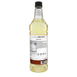 Monin - Peppermint Syrup, Cool Tingle of Candy Cane, Natural Flavors, Great for Cocoas, Mochas, Smoothies, and Sodas, Non-GMO, Gluten-Free (1 Liter)