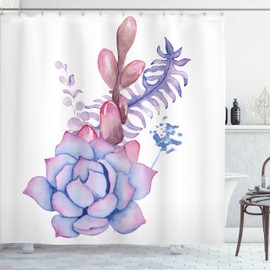 Ambesonne Suculento Cortina de Baño, Corsage Ramo de Novia, Paño Conjunto de Decoración de Baño de Tela y Ganchos, 70" Alto, Multicolor