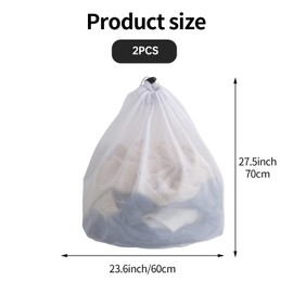 Pack of 2 Large Laundry Nets, Laundry Bag, Washing Machine, Laundry Bag, Laundry Bag, 60 x 70 cm, Durable Laundry Bag, Laundry Bag, for Coats, Sweaters, Quilts, Blankets, Pillows, Large Plush Toys