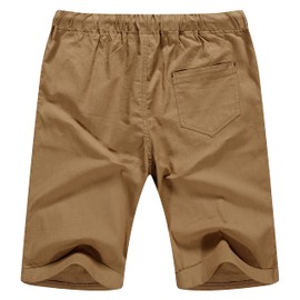 Sailwind Men’s Linen Shorts Casual Drawstring Summer Beach Shorts US Medium Dark Khaki