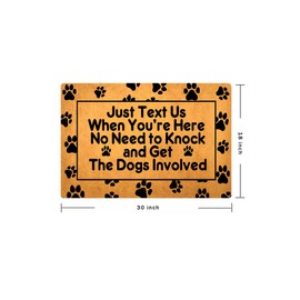 CLZ Just Text Us When You're Here No Need to Knock and Get The Dogs Involved Funny Welcome Doormat Indoor(Just Text Us When You're Here No Need to Knock and Get The Dogs Involved)