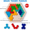 Wooden Hexagon Puzzle Tangram Toy Puzzle Montessori Learning Toy for