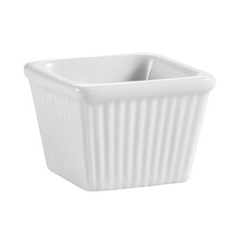 CAC China RKF-SQ2 2-1/8-Inch by 1-7/8-Inch 2-Ounce Super White Porcelain Square Fluted Ramekin - 1 Each
