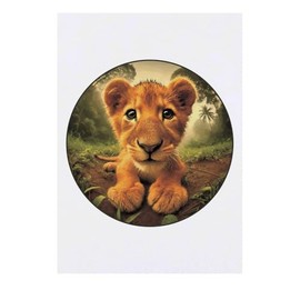 'Happy Lion Cub' Temporary Tattoo - Water Resistant, Skin-Safe, Non-Toxic Transfer (TO00081797)