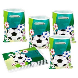 Caprilite 20 x Childrens Party Loot Bags Boys Girls Football Themed Bag Pack Set