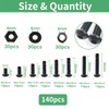 Zmbroll 140Pcs M6x8/10/12/16/20/25/30/35mm M6 Black Button Head Hex Socket Cap