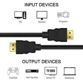 4K HDMI 2.1 Cable Lead 1.5m, 8K@60Hz 4K@120Hz Ultra HD Cable High-Speed Lead 48Gbps, Long HDMI Cable Compatible with all HDMI devices and for Laptop, Monitor PC, TV, HDTV (1m)