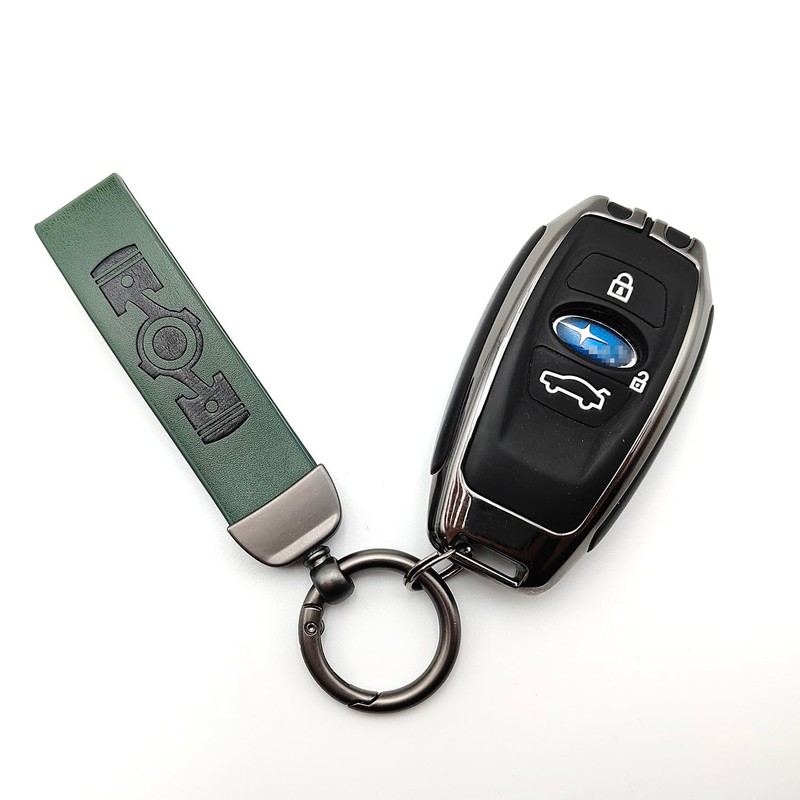TulinTulin Leather Boxer Engine Keychain Green For Subaru