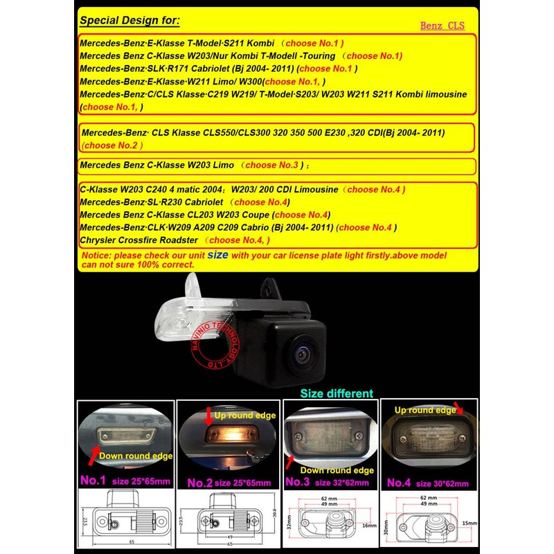 Navinio Backup Camera Waterproof Rear-View License Plate Rear Reverse Parking