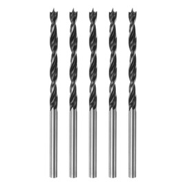 HARFINGTON 5pcs Brad Point Drill Bits 3.5mm(9/64") Dia Straight Steel Round Shank Drill Metric Brad Point 1.4" Drilling Depth Spiral Twist Drill Bits for Carpenter Woodworking Plastic Rubber