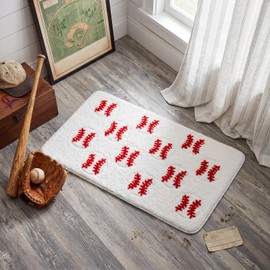 Lyrow Baseball Area Rugs for Girls Room Decor, 19.7 x 31.5 Inch 3D Baseball Non-Slip Washable Sports Bath Doormat, Plush Absorbent Carpet for Teen Bedroom Bathroom Nursery Graduation Gift