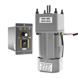 AC High Torque Motor 110V 120W Electric Gear Motor with Reducer and Speed Controller Single-Phase Gearbox Reversible for Home Office Construction Machinery Equipment (30K)