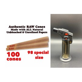 RAW Classic 98 special Size Cone (100PK)+jet flame torch lighter refillable