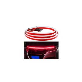 Sandfren Car Hood Light Strip, 71 Inch Silicone Flexible Daytime Vehicle LED Running Lighting with Dynamic Scan Start Up Effect, Waterproof Auto Exterior Lamp Accessories, Universal Fit (Red)