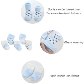 MAMIMAKA Unisex Baby Terry Socks 5-Pack for Baby Boy and Girl 0-12 Months Warm Cotton Socks