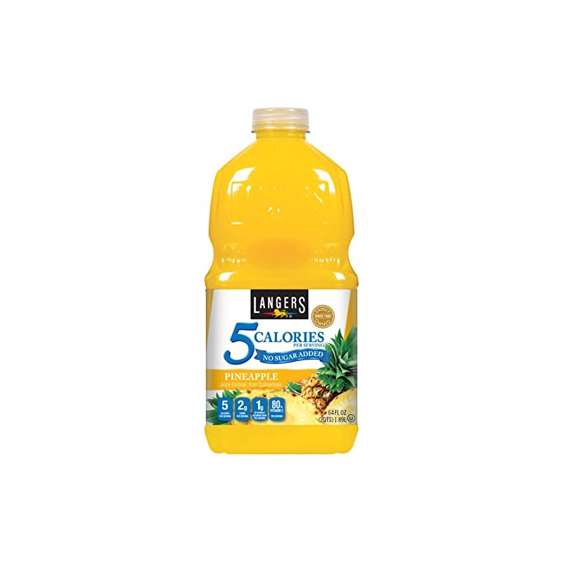 Langers 5 Cal Pineapple Juice Cocktail, 64 Fl Oz (Pack