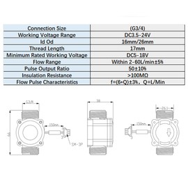 Hall Effect Sensor, 2PCS 3/4" Water Flow Sensor, Control Hall Effect Flowmeter, Low Meter Flowmeter Counter, High Precision Sensor Switch Hall Effect Sensor
