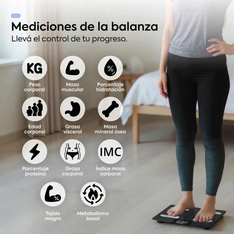 Bascula Digital Bioimpedancia Bluetooth Femmto 180 Kg Grasa Corporal Masa
