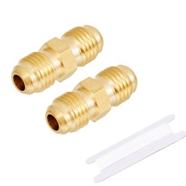 Brass Tube Coupler Pipe Flare Fitting 1/4 Inch Male Flare x 1/4 Inch Male Flare Union Connector Gas Adapter 2pcs (1/4 x 1/4)