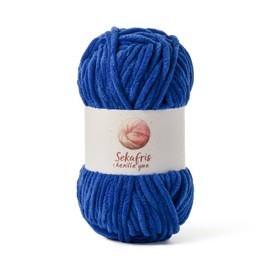 Chunky Chenille Yarn for Crocheting, Baby Yarn for Crocheting Soft Blanket, 87.4 yds /3.5 oz Crochet Yarn, Bulky 5 Amigurumi Yarns, Fluffy Velvet Yarns for Knitting Crafts (Sapphire Blue)