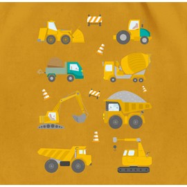 Shirtracer - Gym Bag Backpack - Children's Tractor Excavator etc. - Construction Sites Vehicles, 02 Mustard Yellow