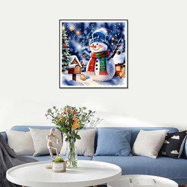 SJUTOUCI Diamond Painting Kits for Adults, Snowman Diamond Art Kits for Beginners, DIY 5D Full Drill Diamond Dots Gem Craft Art Home Wall Decor 30x30cm, Christmas